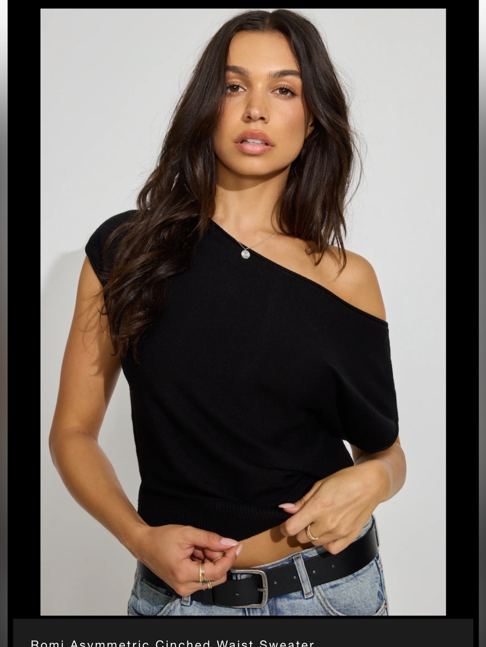 Like-new Black Garage Romi Assymetric Cinched Waist Sweater, XS.